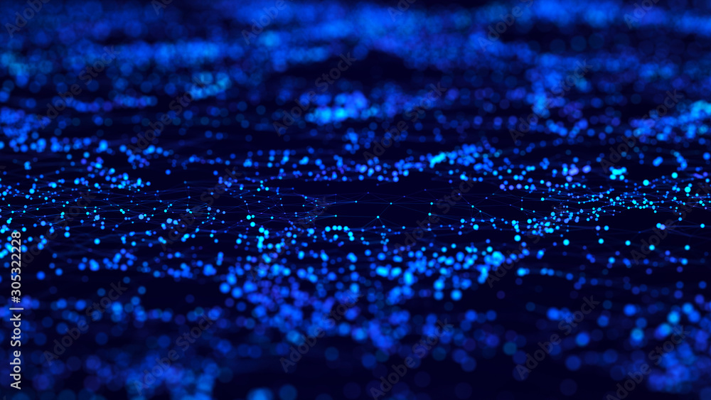 Poster Abstract technology background. Artificial intelligence. Science background. Big data visualization. 3D rendering.