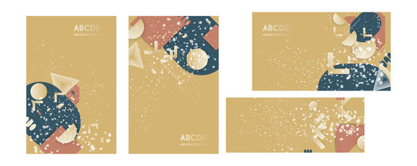 Merry christmas template set with holiday elements design card, poster or web design vector