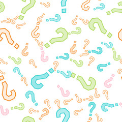 Quiz seamless pattern. Question marks, doubt, faq