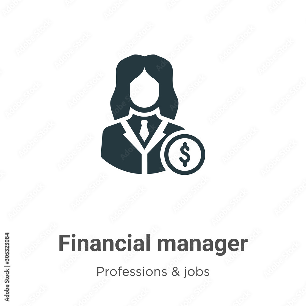 Poster Financial manager vector icon on white background. Flat vector financial manager icon symbol sign from modern professions collection for mobile concept and web apps design.