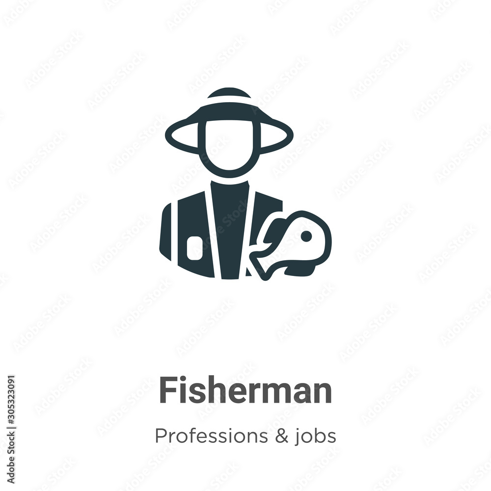 Poster fisherman vector icon on white background. flat vector fisherman icon symbol sign from modern profes