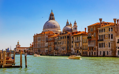 Naklejka premium Venetian Grand canal with Salute, Italy