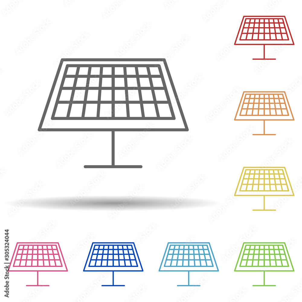 Poster solar panel outline in multi color style icon. simple thin line, outline vector of ecology icons for