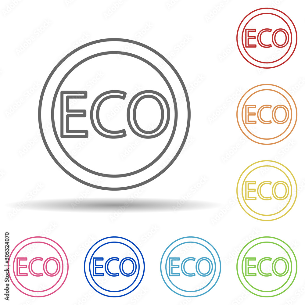 Poster eco outline in multi color style icon. simple thin line, outline vector of ecology icons for ui and 