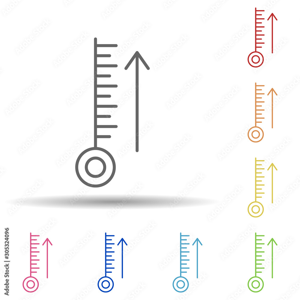 Poster thermometer, high temperature outline in multi color style icon. simple thin line, outline vector of