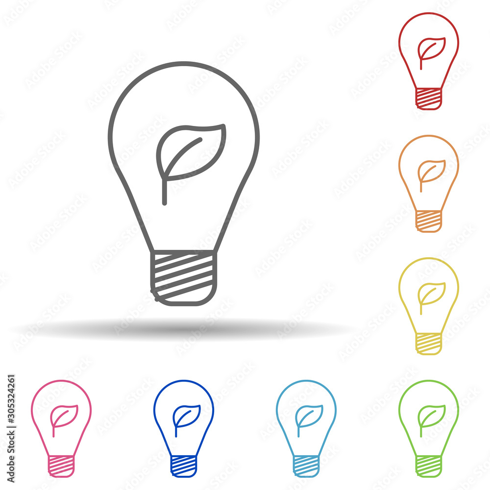 Poster eco-friendly light bulb outline in multi color style icon. simple thin line, outline vector of ecolo