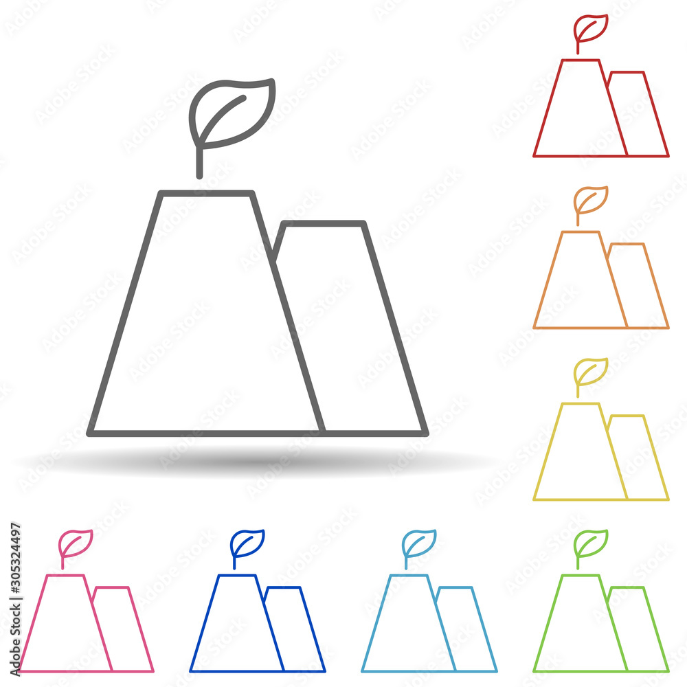 Poster ecological clean factory outline in multi color style icon. simple thin line, outline vector of ecol