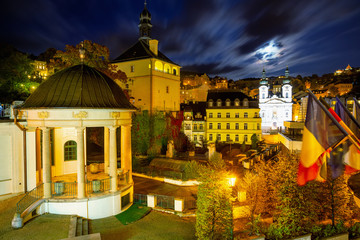 Night view of Karlovy Vary, Czech Republic