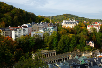 Karlovy Vary overlooking Mill Colonnade, Czech Republic © JackF