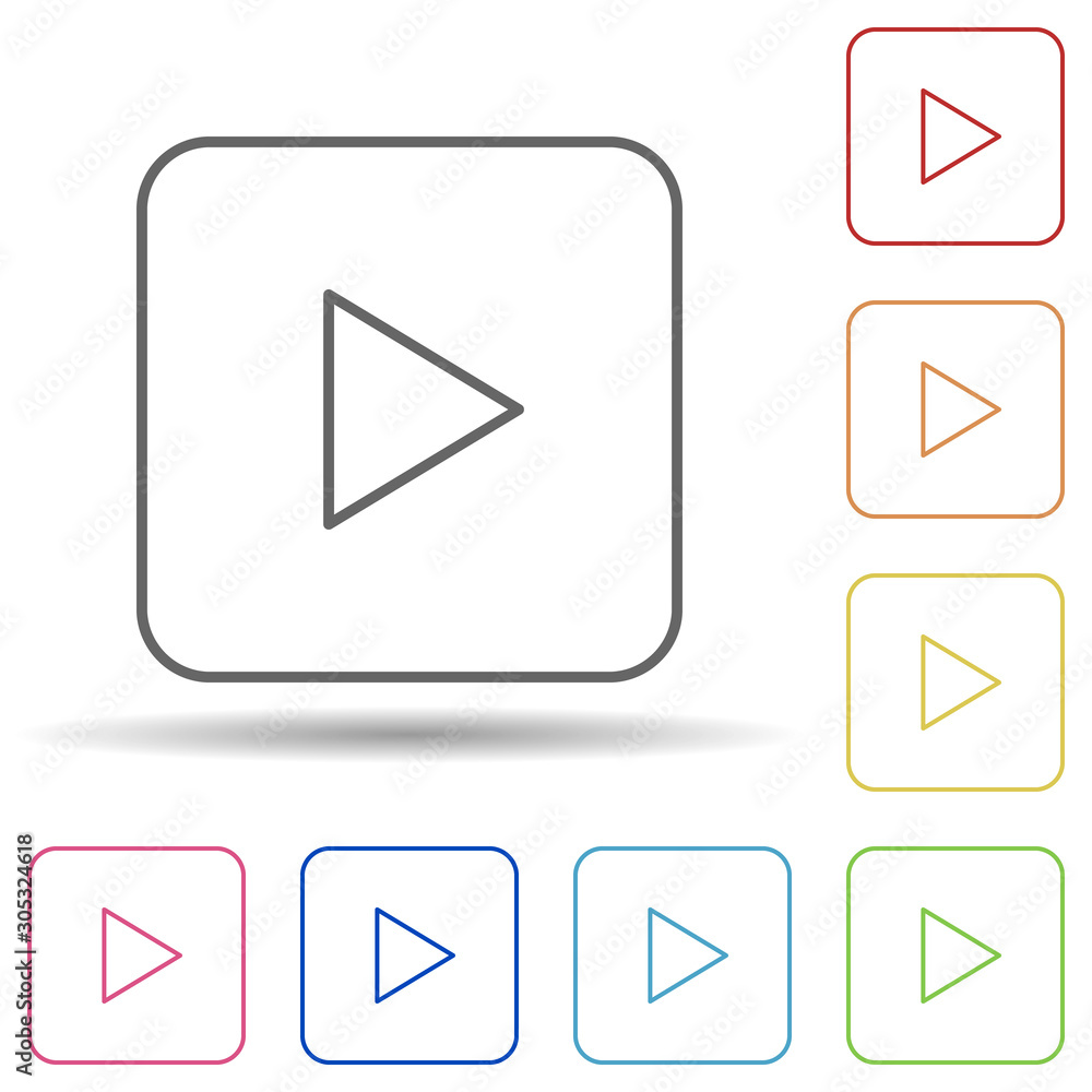 Poster Play sign in multi color style icon. Simple thin line, outline vector of image icons for ui and ux, website or mobile application