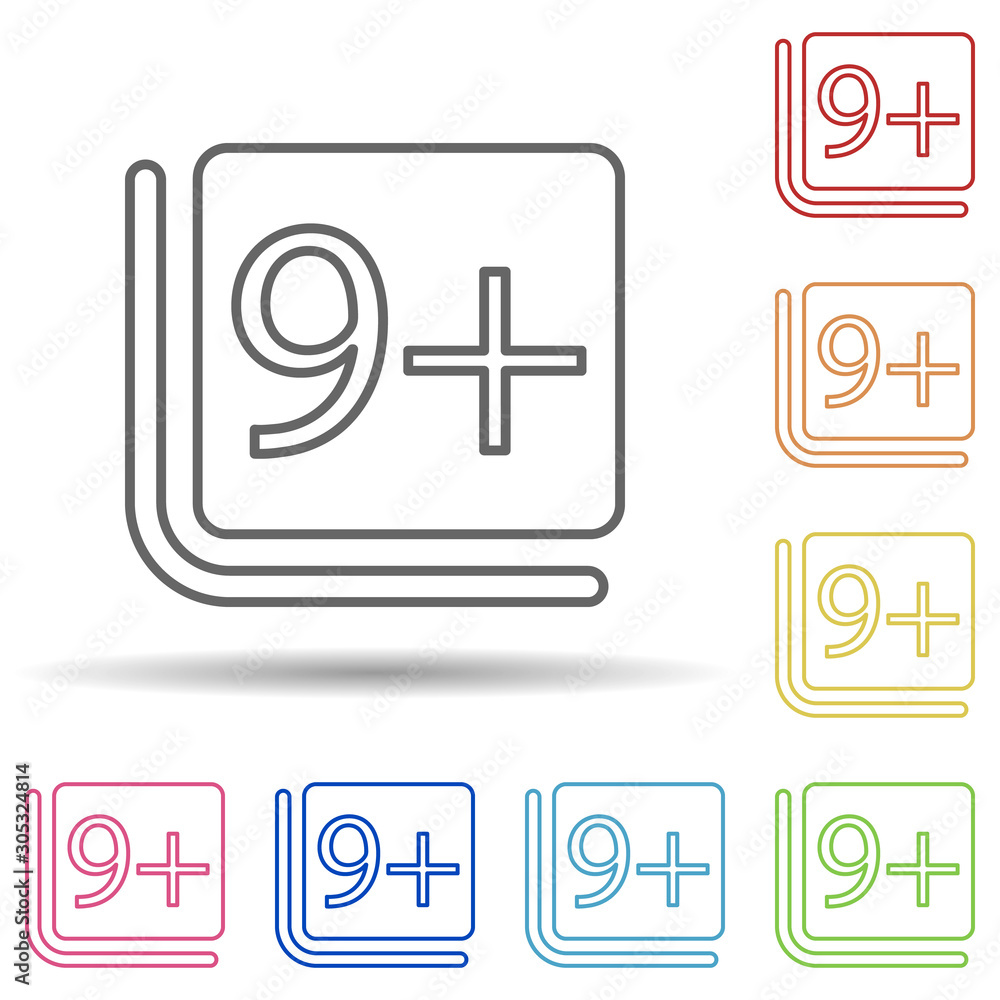 Poster nine sign in multi color style icon. simple thin line, outline vector of image icons for ui and ux, 