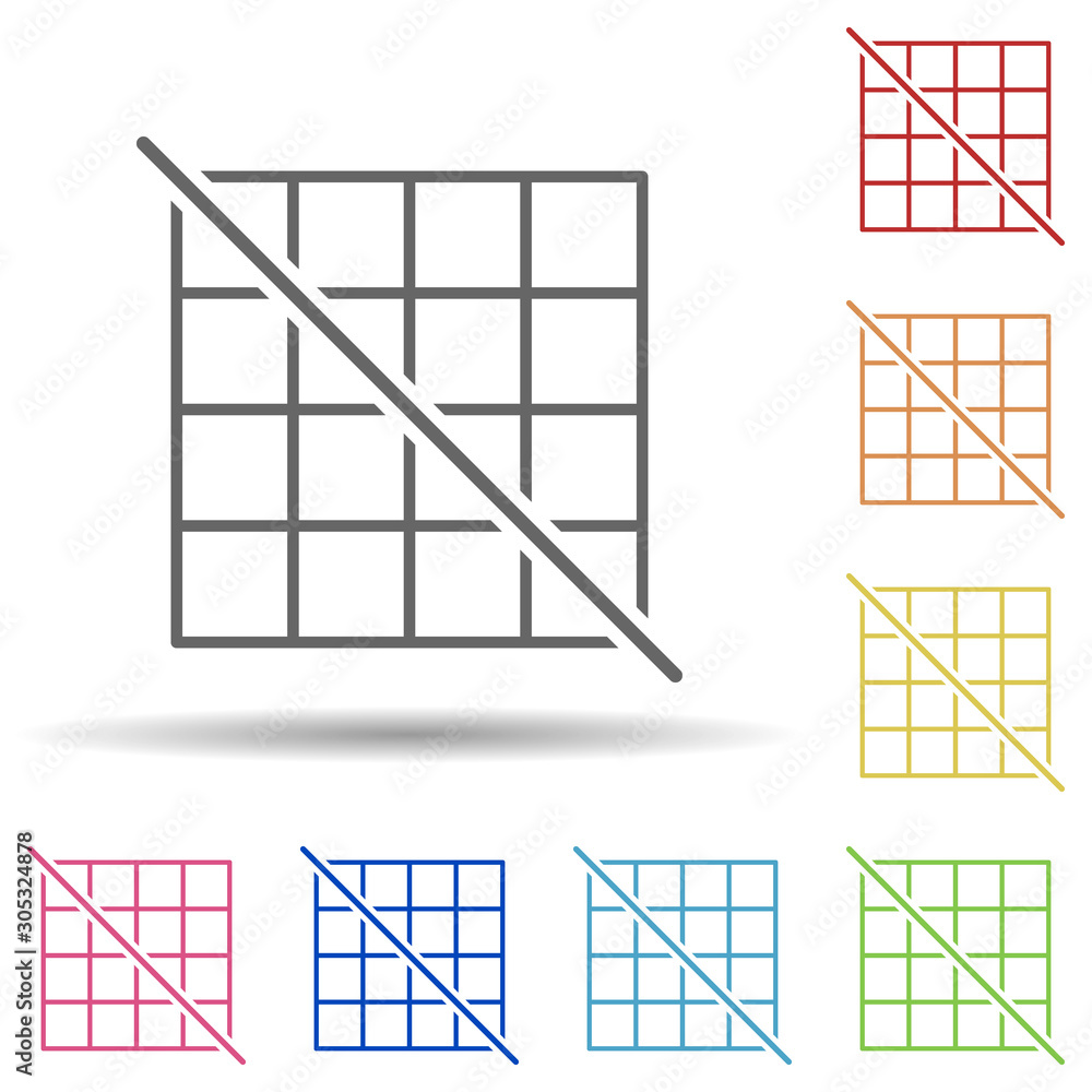 Aufkleber grid off sign in multi color style icon. simple thin line, outline vector of image icons for ui and 