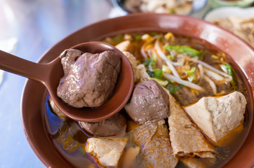 Taiwanese snacks of spicy pork blood hot pot