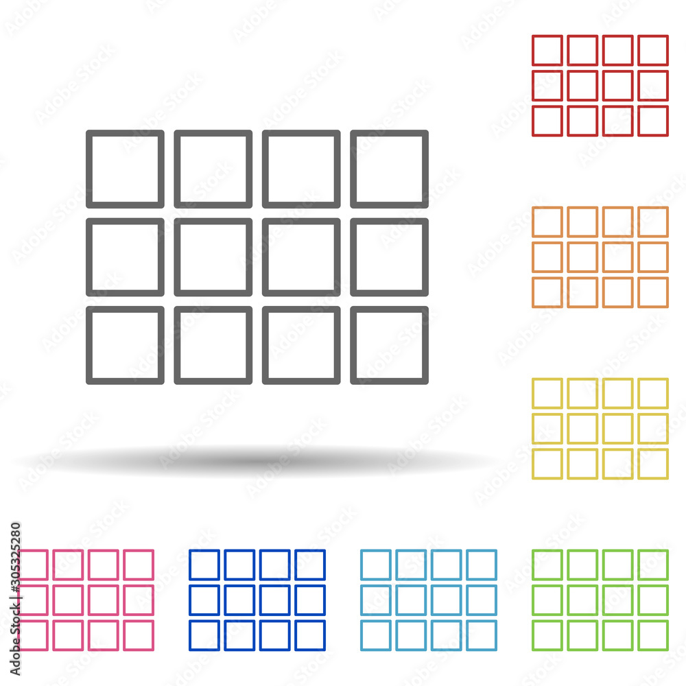 Aufkleber grid sign in multi color style icon. simple thin line, outline vector of image icons for ui and ux, 