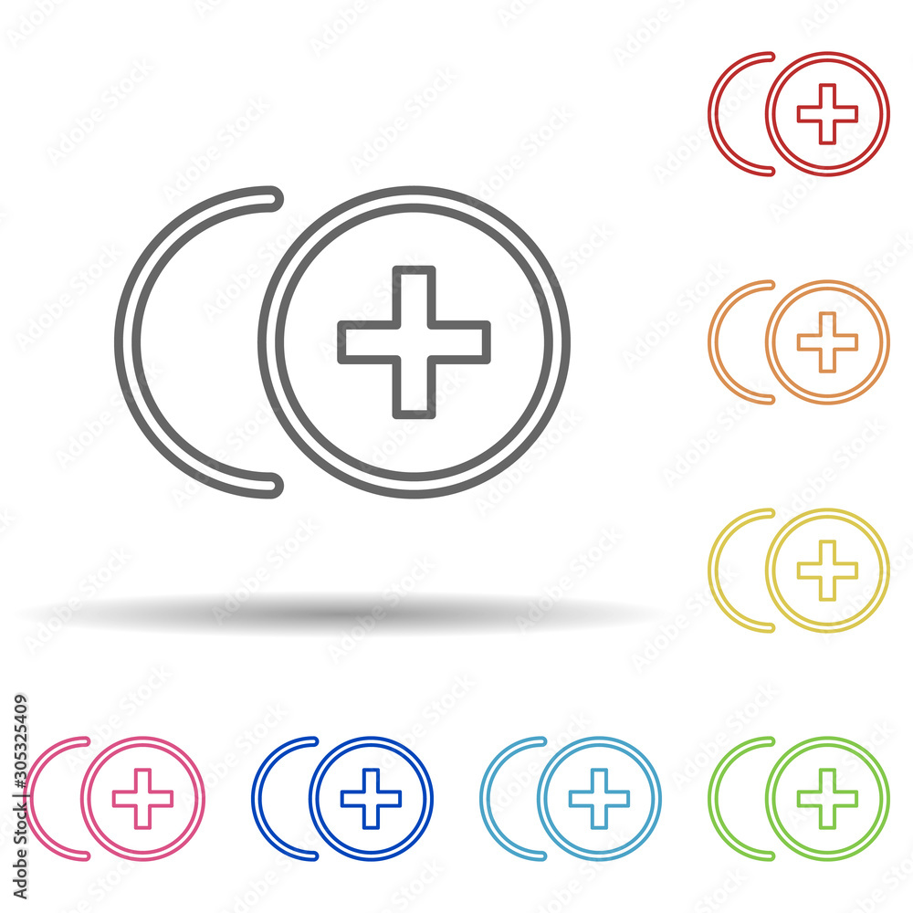 Poster plus sign in multi color style icon. simple thin line, outline vector of image icons for ui and ux, 