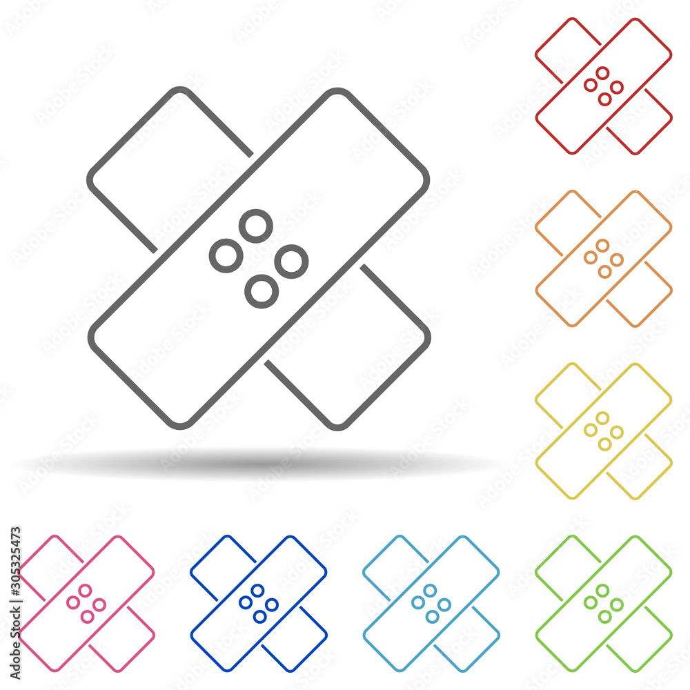 Aufkleber bandage sign in multi color style icon. simple thin line, outline vector of image icons for ui and u