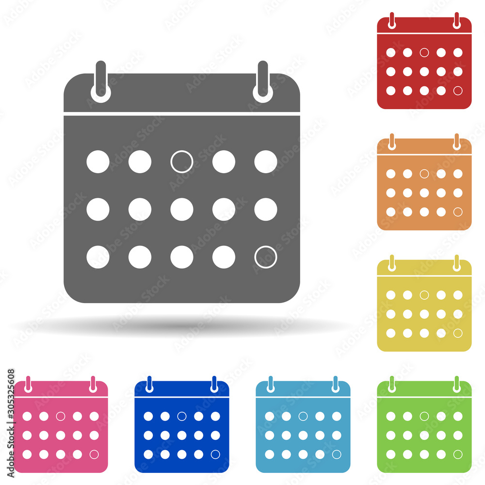 Aufkleber the calendar in multi color style icon. simple glyph, flat vector of web icons for ui and ux, websit