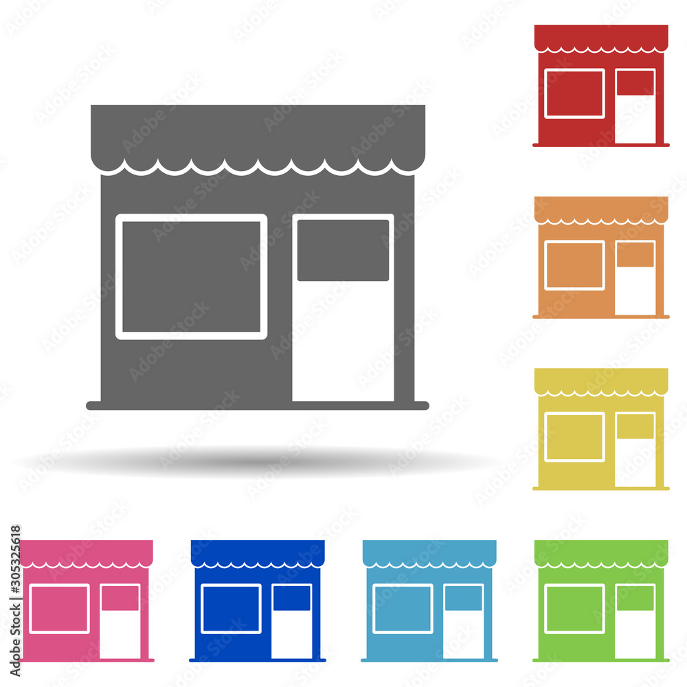 Poster shop in multi color style icon. simple glyph, flat vector of web icons for ui and ux, website or mob