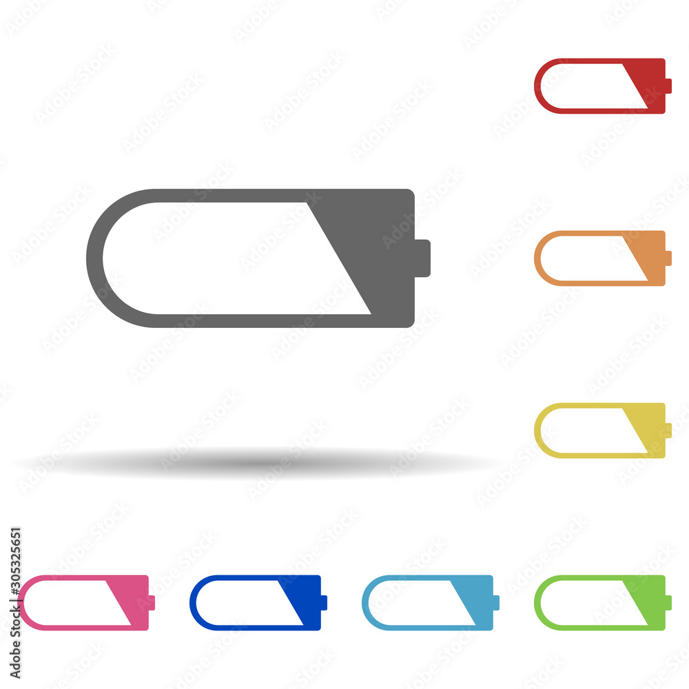Poster charged battery in multi color style icon. simple glyph, flat vector of web icons for ui and ux, web