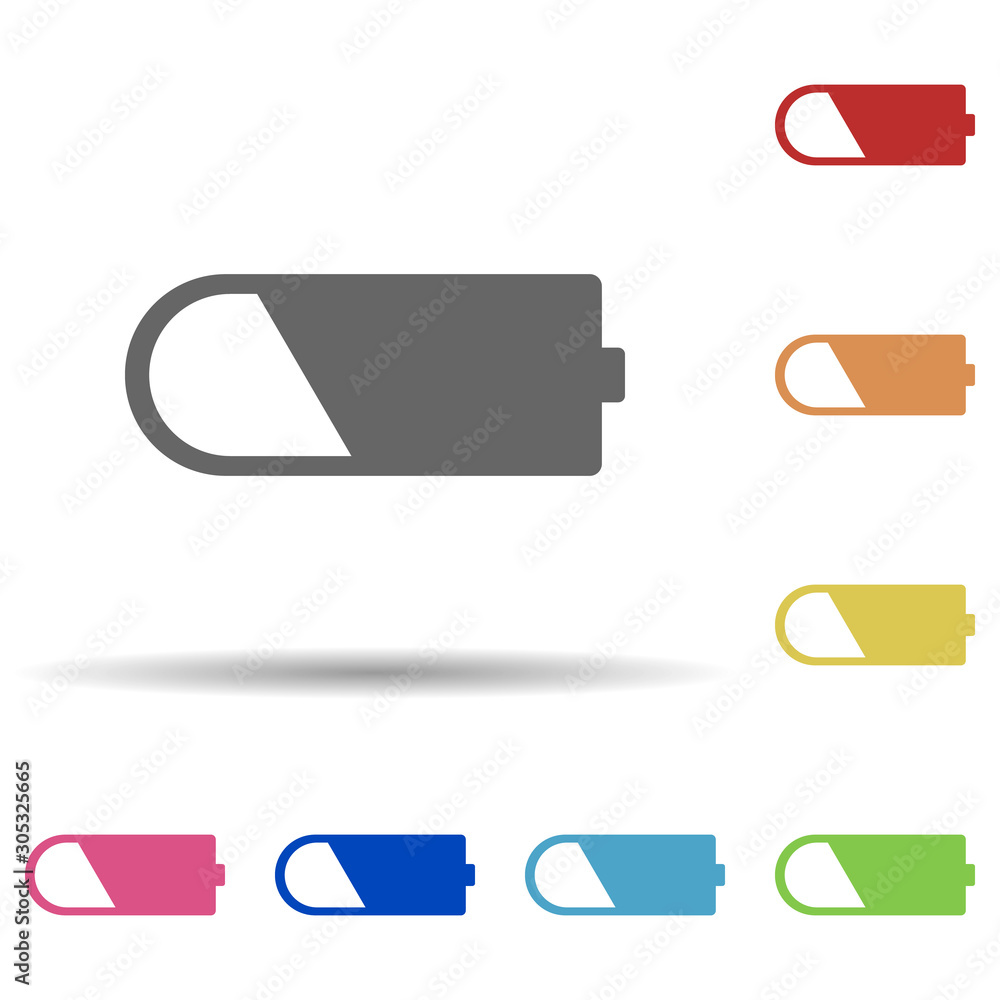 Poster low battery in multi color style icon. simple glyph, flat vector of web icons for ui and ux, website