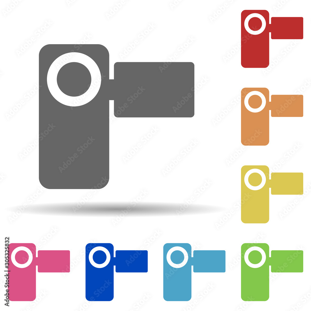 Poster manual video camera in multi color style icon. simple glyph, flat vector of web icons for ui and ux,