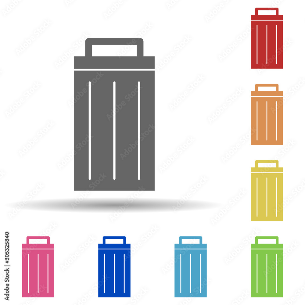Aufkleber trash box in multi color style icon. simple glyph, flat vector of web icons for ui and ux, website o