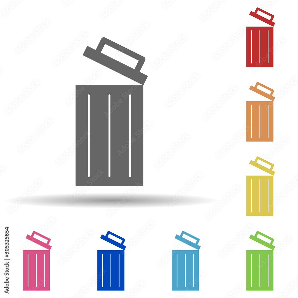 Aufkleber open wastebasket in multi color style icon. simple glyph, flat vector of web icons for ui and ux, we