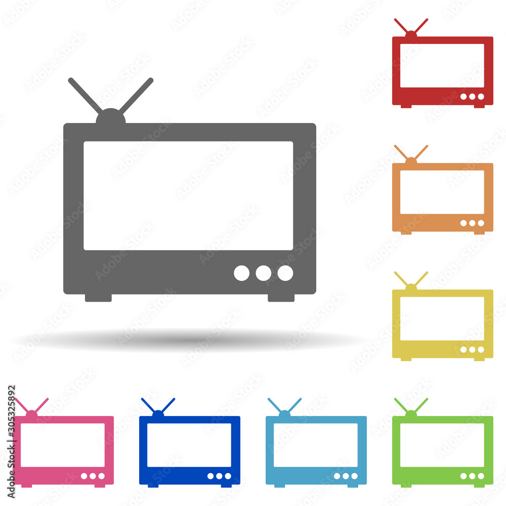 Aufkleber old tv in multi color style icon. simple glyph, flat vector of web icons for ui and ux, website or m