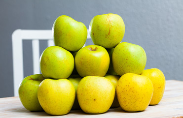 Picture of fresh apples on wooden surface