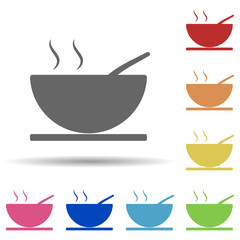 Soup in a plate in multi color style icon. Simple glyph, flat vector of web icons for ui and ux, website or mobile application