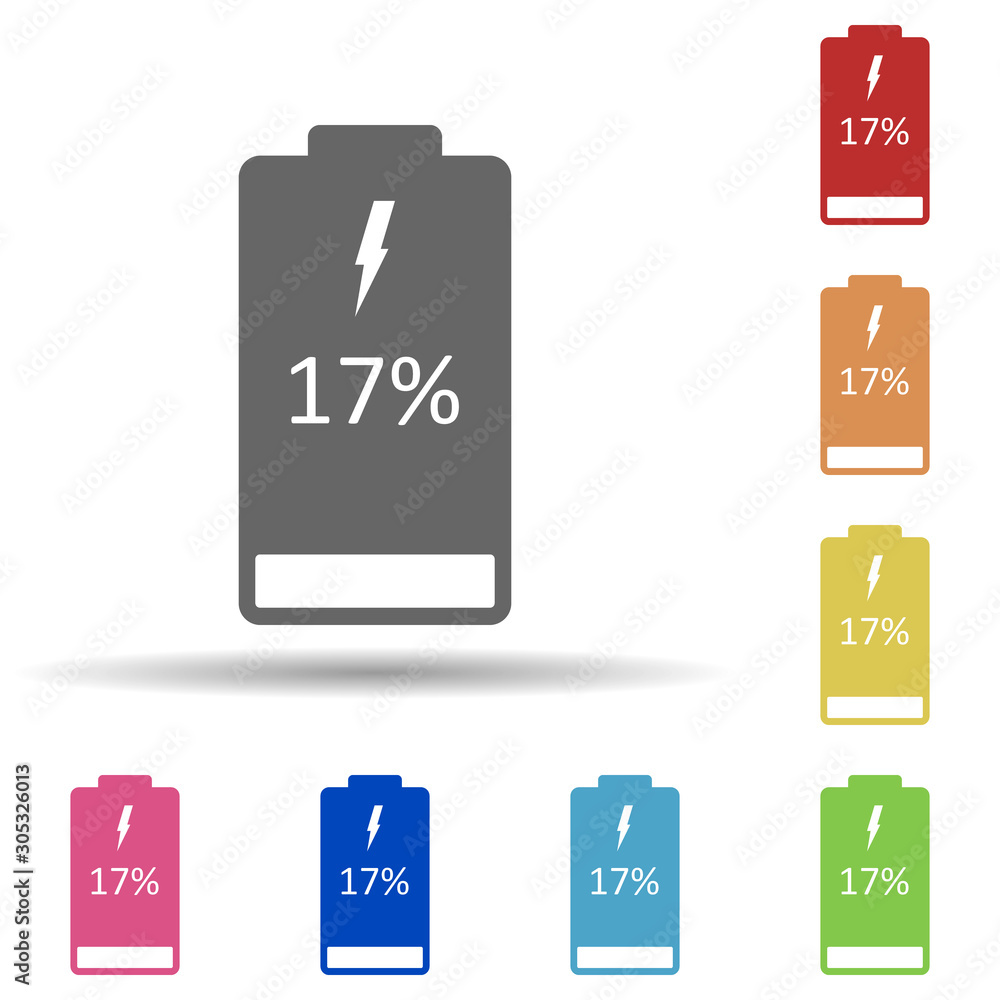 Poster discharged battery in multi color style icon. simple glyph, flat vector of web icons for ui and ux, 