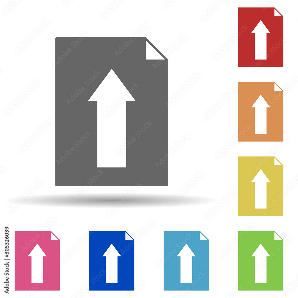 Poster download the document in multi color style icon. simple glyph, flat vector of web icons for ui and u