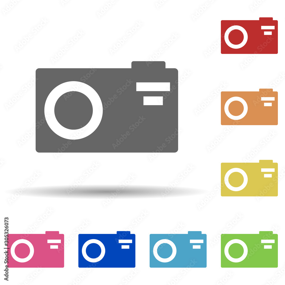 Aufkleber photo camera in multi color style icon. simple glyph, flat vector of web icons for ui and ux, websit