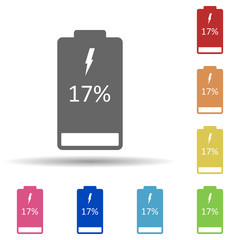 Discharged battery in multi color style icon. Simple glyph, flat vector of web icons for ui and ux, website or mobile application