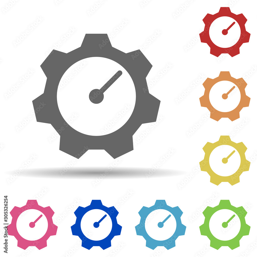 Poster time mechanism in multi color style icon. simple glyph, flat vector of web icons for ui and ux, webs