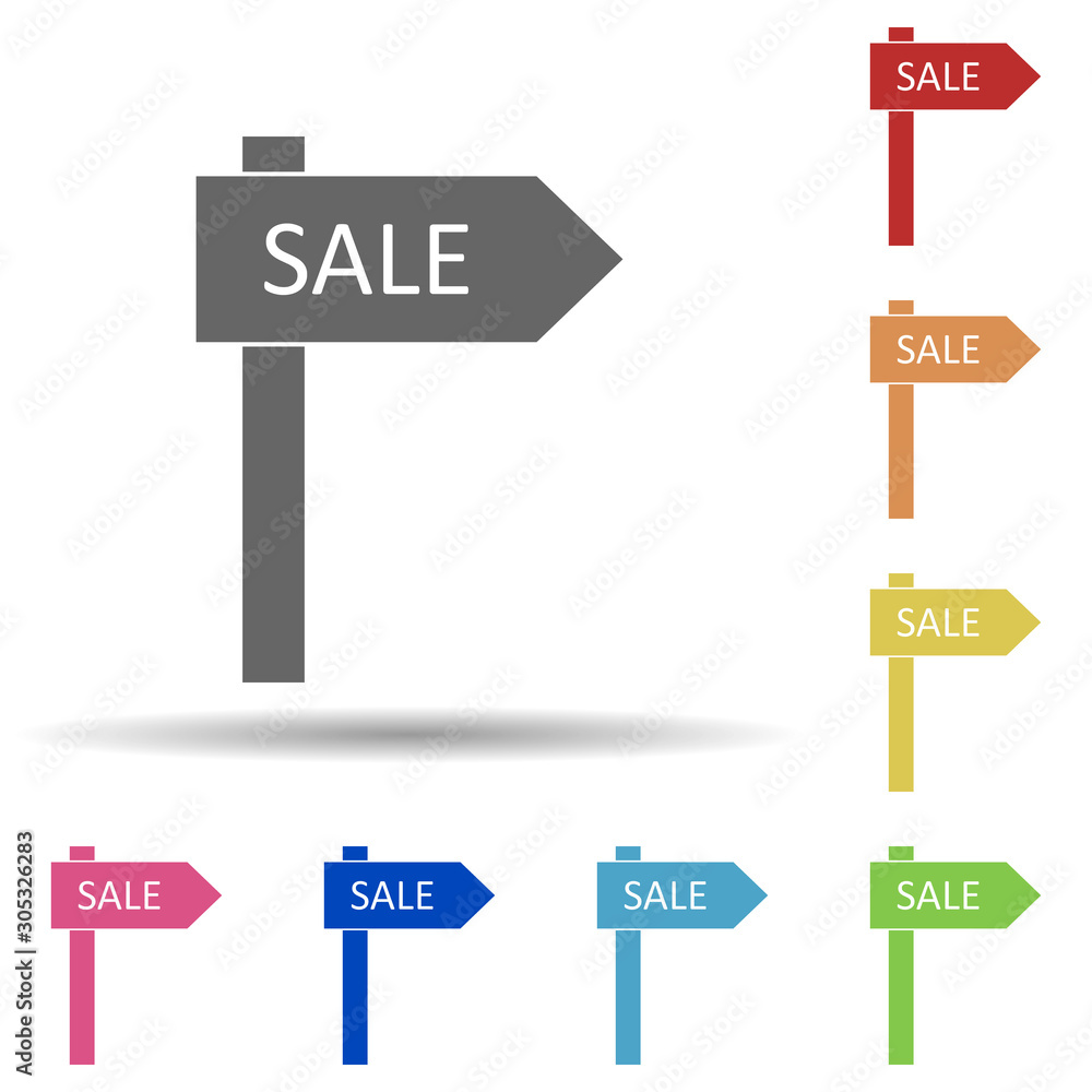 Aufkleber sale sign in multi color style icon. simple glyph, flat vector of web icons for ui and ux, website o