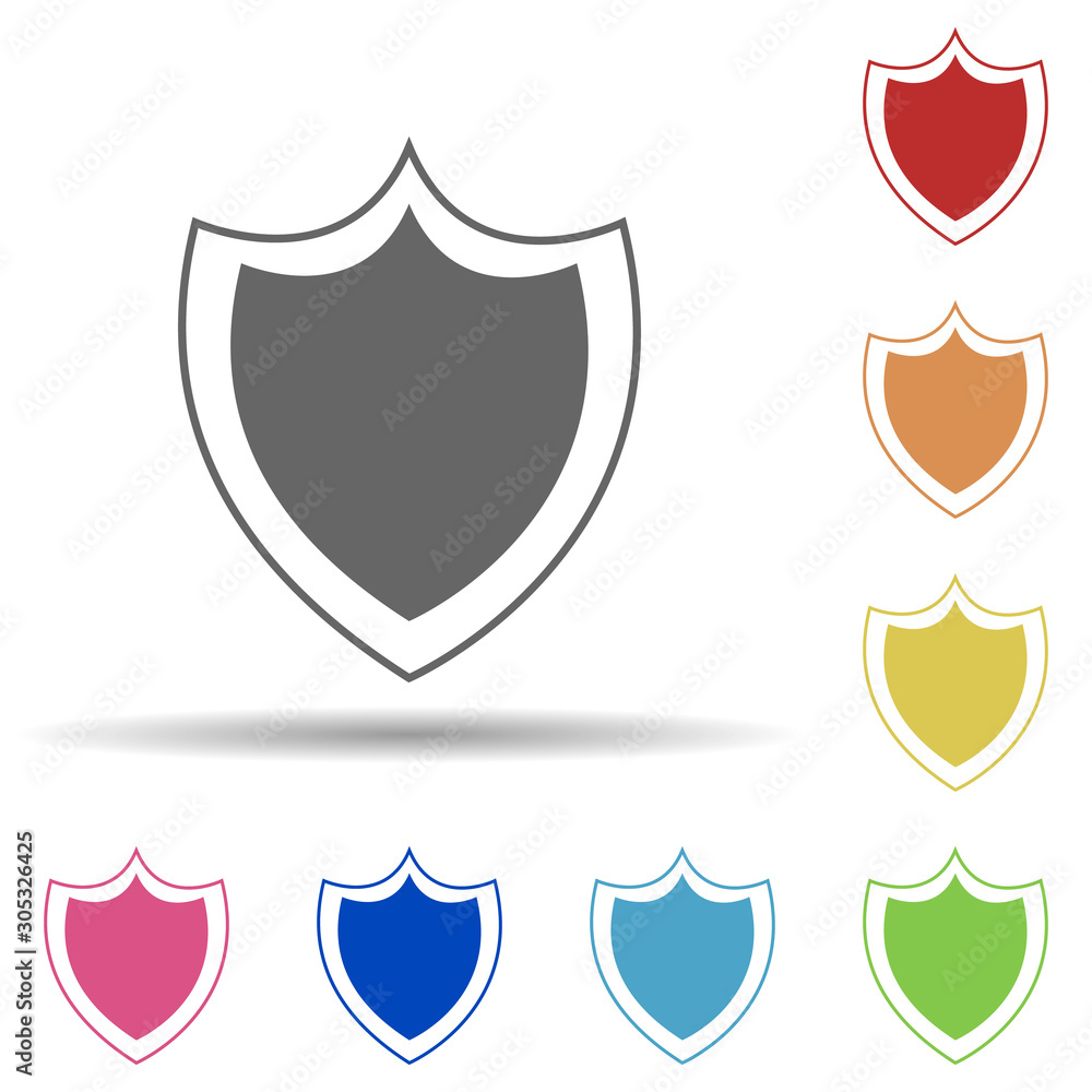 Aufkleber shield in multi color style icon. simple glyph, flat vector of web icons for ui and ux, website or m