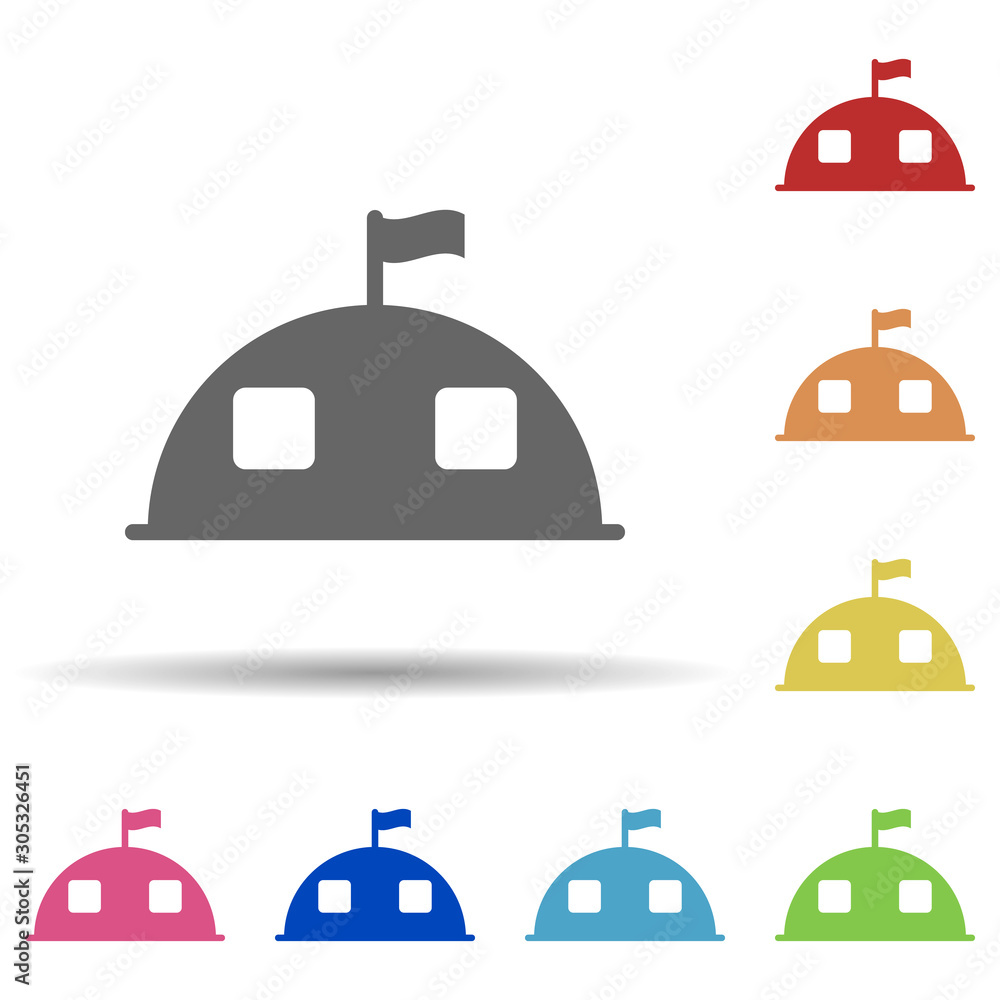 Poster military tent in multi color style icon. simple glyph, flat vector of web icons for ui and ux, websi