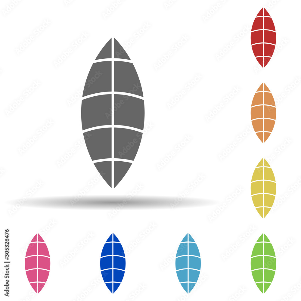 Poster rugby ball in multi color style icon. simple glyph, flat vector of web icons for ui and ux, website 