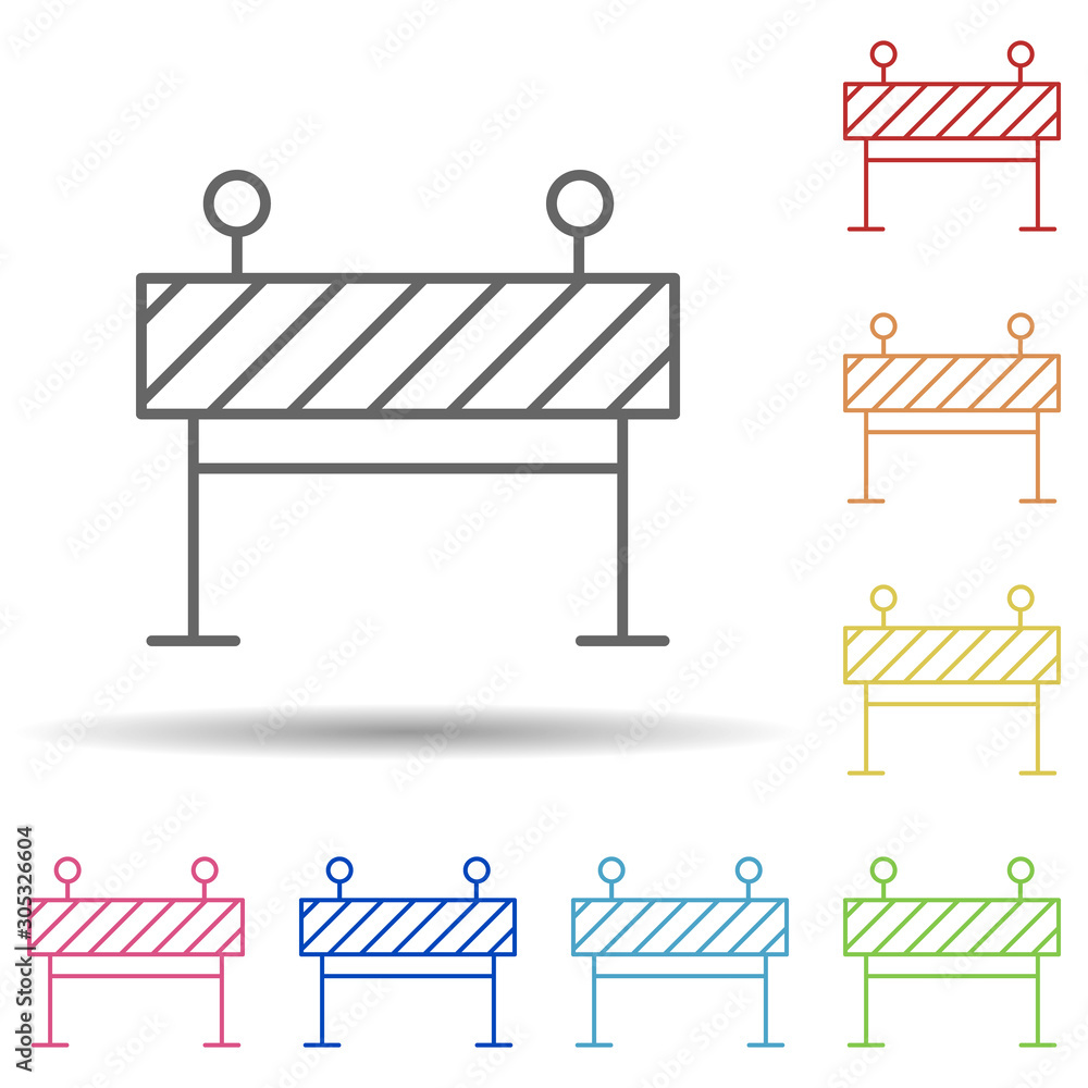 Poster under construction in multi color style icon. simple thin line, outline vector of construction icons