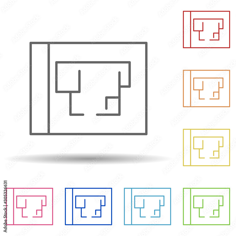 Poster plan in multi color style icon. simple thin line, outline vector of construction icons for ui and ux