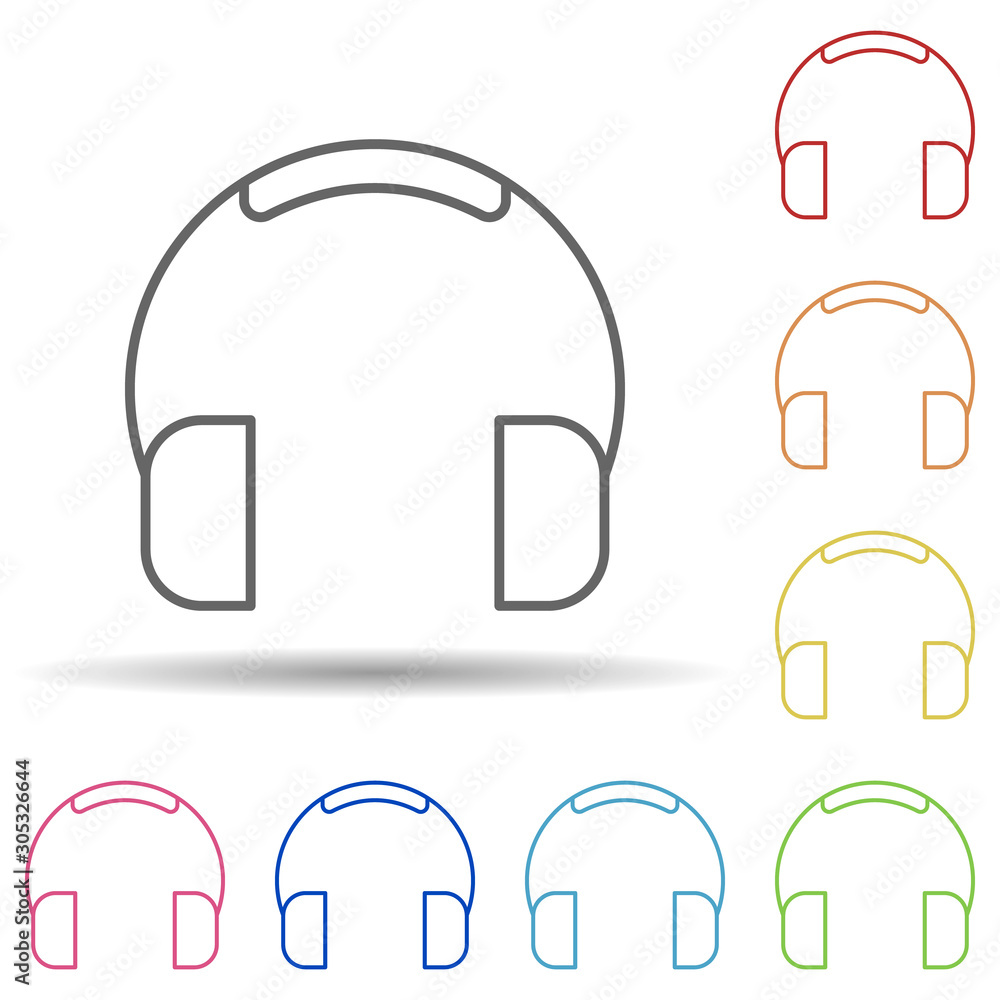 Poster headphones in multi color style icon. simple thin line, outline vector of construction icons for ui 