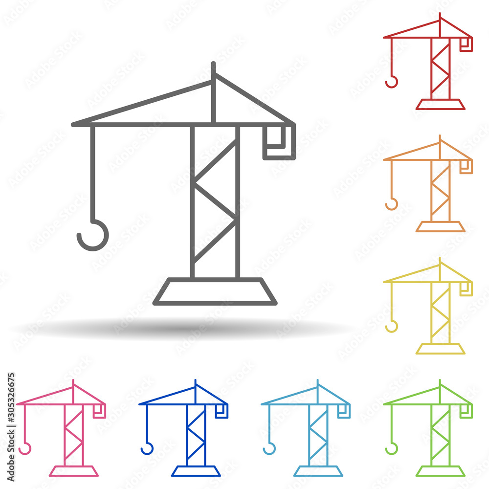 Poster crane in multi color style icon. simple thin line, outline vector of construction icons for ui and u