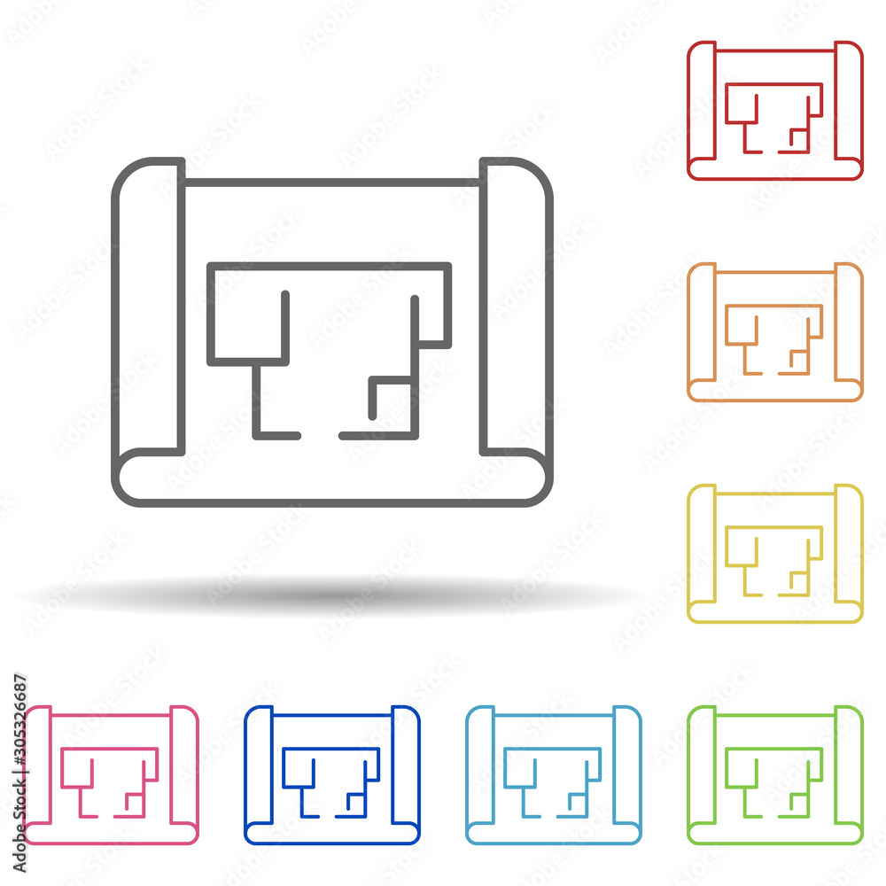 Aufkleber plan in multi color style icon. simple thin line, outline vector of construction icons for ui and ux