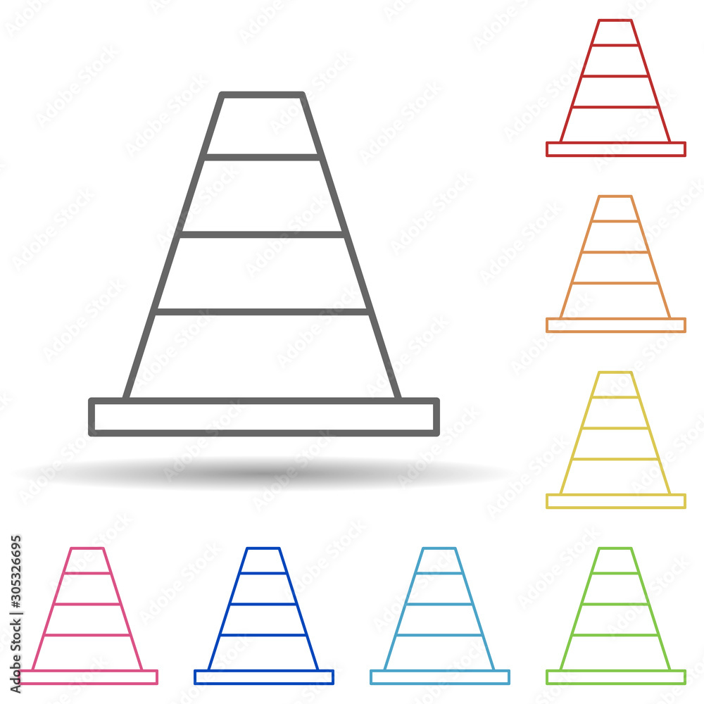 Aufkleber cone in multi color style icon. simple thin line, outline vector of construction icons for ui and ux