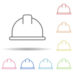Helmet in multi color style icon. Simple thin line, outline vector of construction icons for ui and ux, website or mobile application