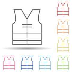 Vest in multi color style icon. Simple thin line, outline vector of construction icons for ui and ux, website or mobile application