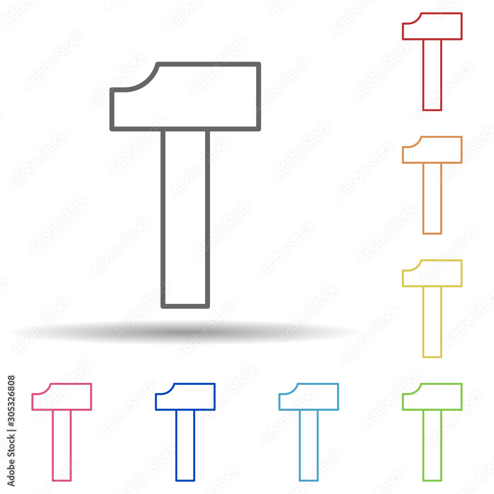 Aufkleber hammer in multi color style icon. simple thin line, outline vector of construction icons for ui and 