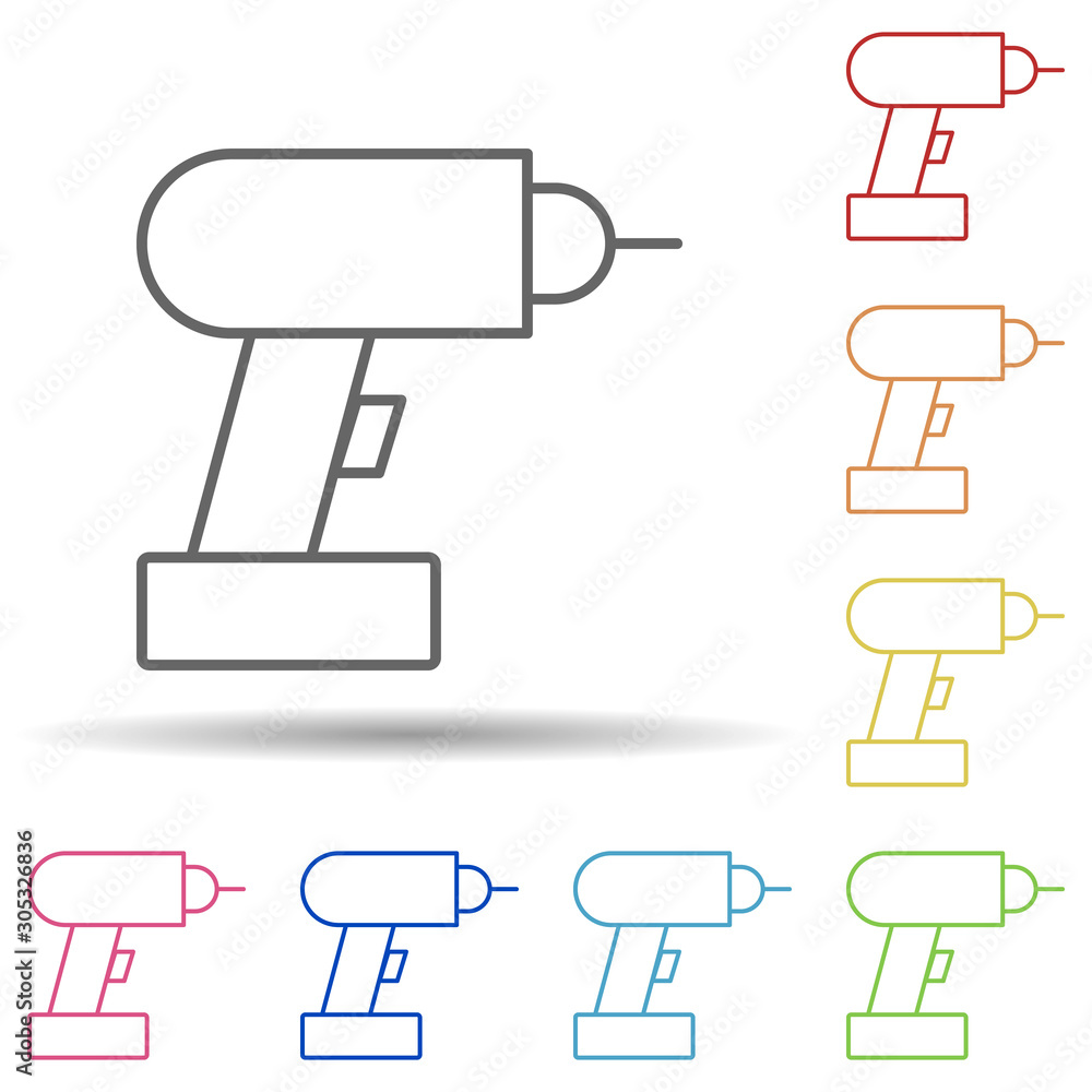 Poster drill in multi color style icon. simple thin line, outline vector of construction icons for ui and u
