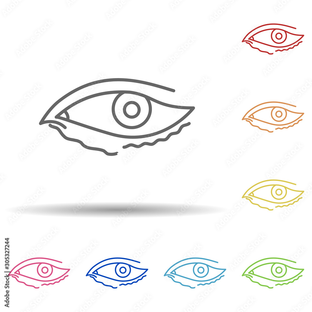 Poster eye wrinkle, woman eye in multi color style icon. simple thin line, outline vector of anti age icons